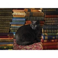 Cobble Hill Library Cat - 1000 Piece Puzzle -Puzzles Online Store cobble hill library cat 1000 piece puzzle 1